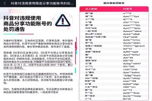 抖音对违规使用商品分享功能账号进行处罚