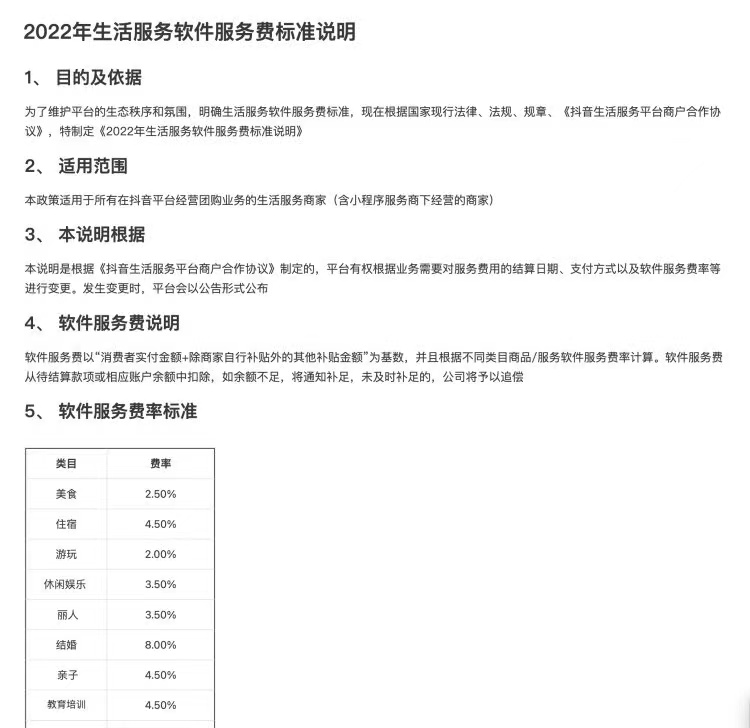 抖音6月1日起将对本地生活商家抽佣，平均费率3%